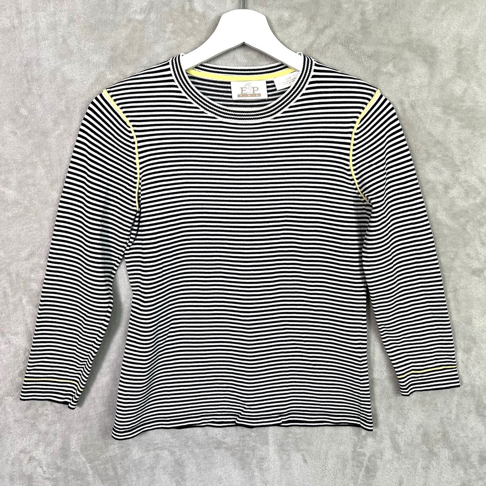 EP Pro Striped Long Sleeve Shirt Size Small Crewneck Preppy Golfwear‎ Athleisure